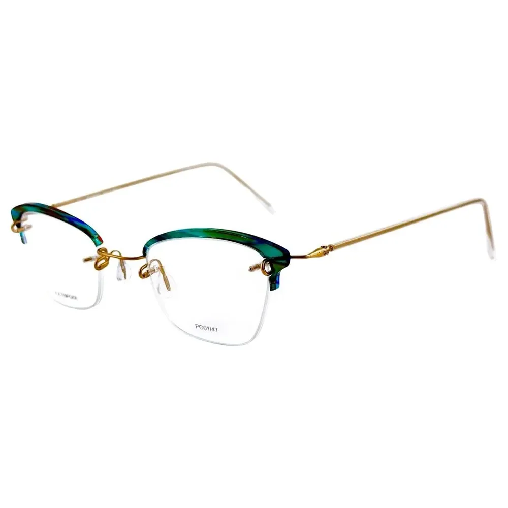 Kazuo Kawasaki MP719PO Womens Plastic Eyeglass Frame 08 Green Gold 47-19 Japan